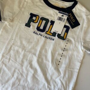 Ralph Lauren Kids White Tee with Multicolor Logo New with Tags size 5
